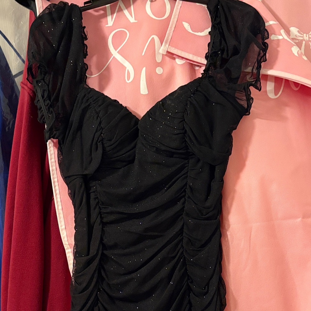 B. Smart Black Dress with Sparkle Detail